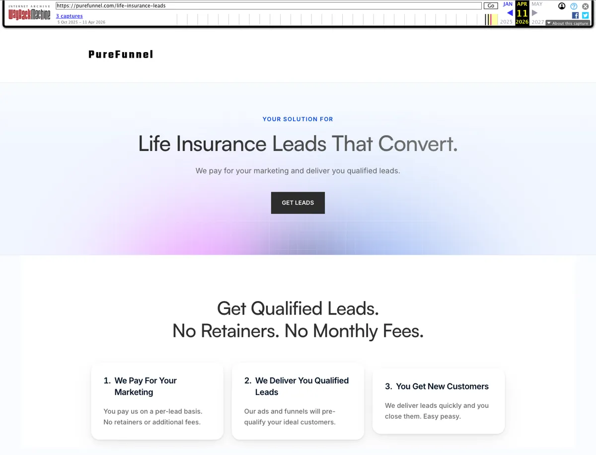 The same page on the Wayback Machine, April 11, 2026.