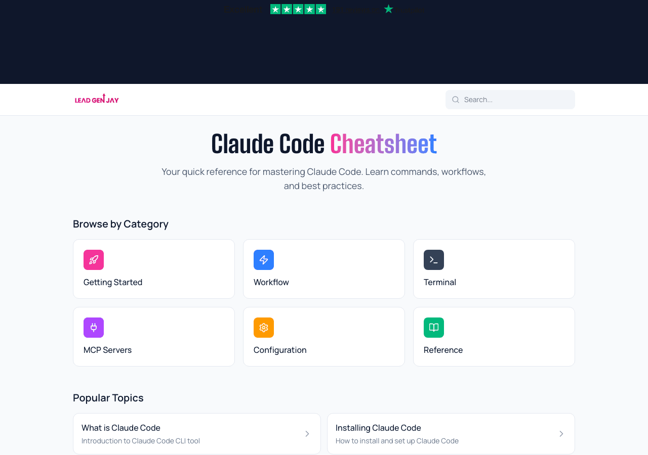 Claude Code Cheat Code Claude Code Cheatsheet | Lead Gen Jay | Lead Gen Jay