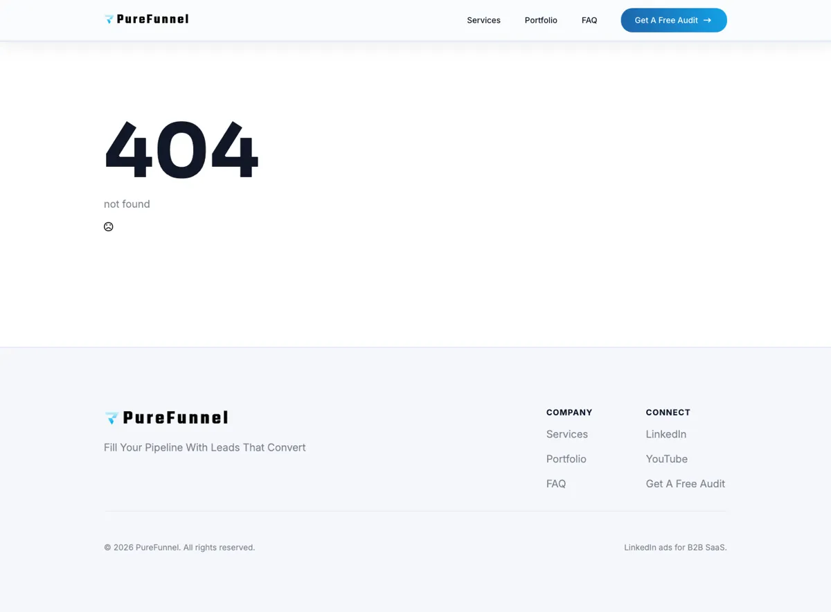 purefunnel.com/life-insurance-leads on October 18, 2026: page not found.